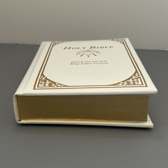 Holy Bible Dove Of Peace Edition KJV Illustrated White Hardcover Faux Leather - Picture 3 of 9